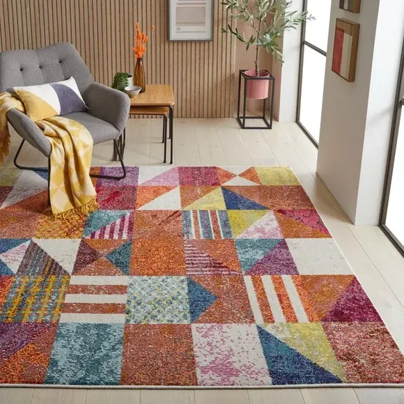Carnaval Geometric Low Pile Rug - Orange product