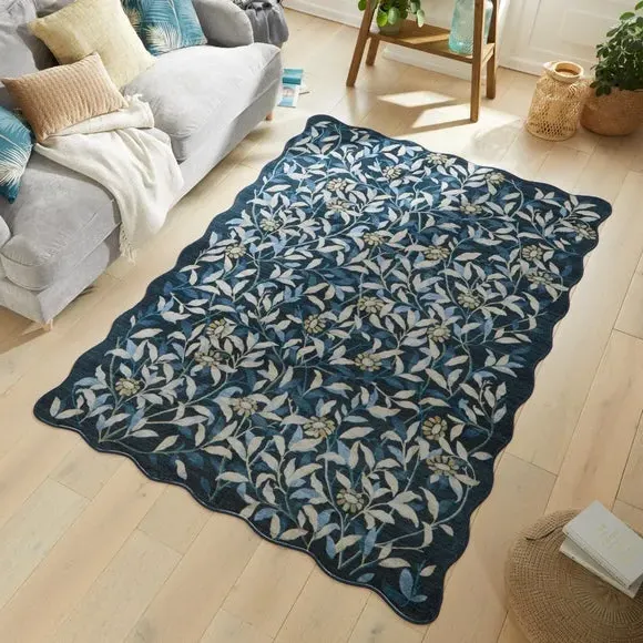 Liberty Floral Scalloped Washable Rug - Floral Navy product