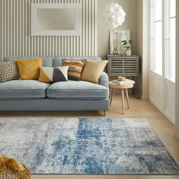 Luxe Washable Rug - Blue, Polyester