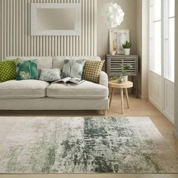 Luxe Washable Rug - Olive, Faux Rabbit Fur product