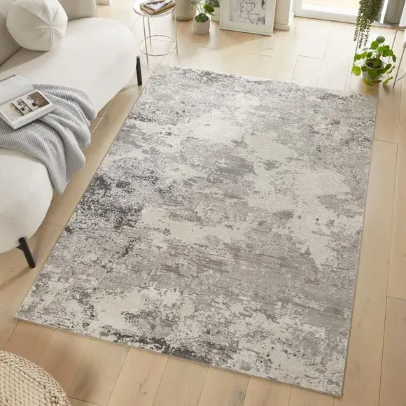Olivia Abstract Velvet Rug - Grey