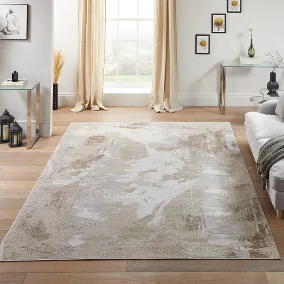 Skyline Abstract Velvet Rug - Natural, Polyester-Acrylic product