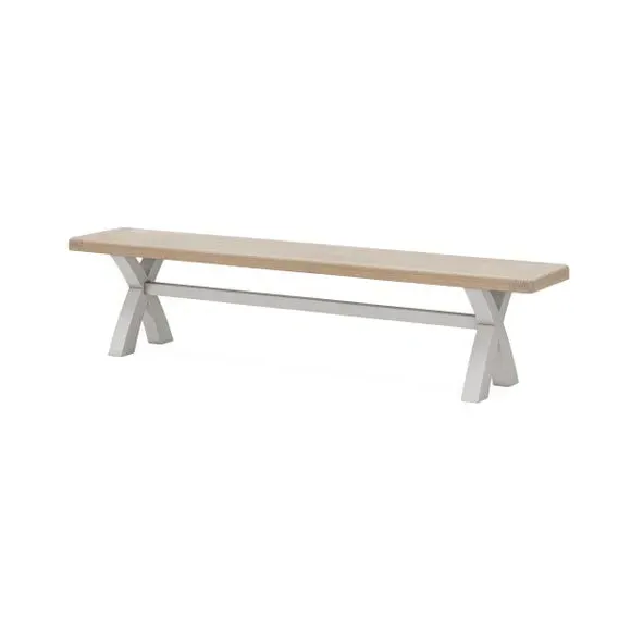 Cross Leg Dining Bench - Stone, Pine alternate view