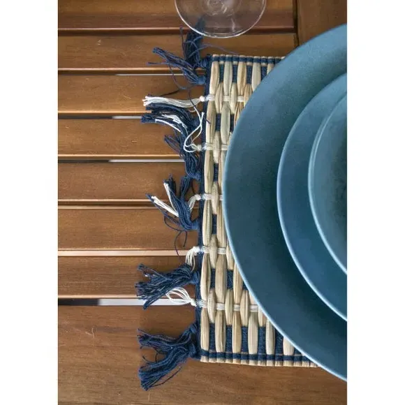 Napier Set of 4 Placemats with Tasselled Edging - Natural, Grasscloth alternate view