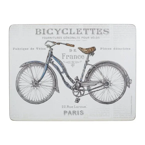Pack of 6 Bicycle Design Placemats - White, Cork product