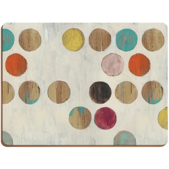 Retro Spot Set of 6 Wooden Placemats - White alternate view