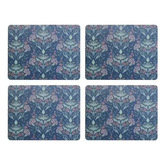 Set of 4 Floral Cork Placemats - Blue alternate view