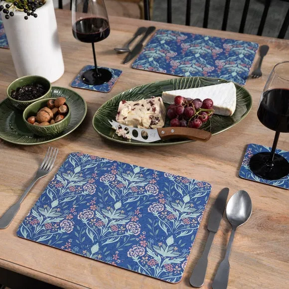 Set of 4 Floral Cork Placemats - Blue product