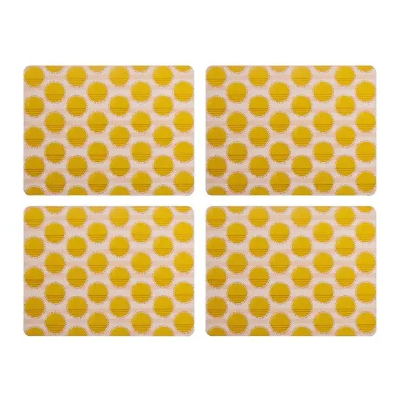 Set of 4 Spotty Cork Placemats - Yellow alternate view