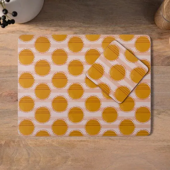 Set of 4 Spotty Cork Placemats - Yellow product