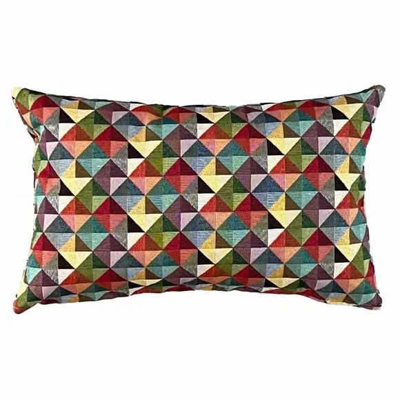 Rectangular Cushion with Geometric Print - Multicolor alternate view