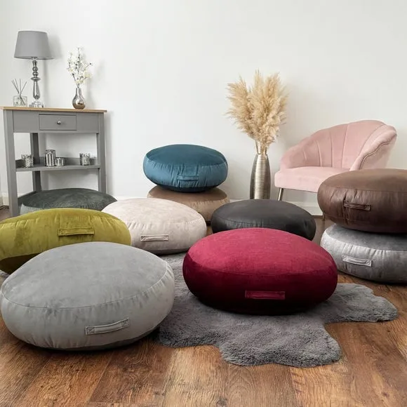 Round Floor Cushion with Handle - Deep Red alternate view