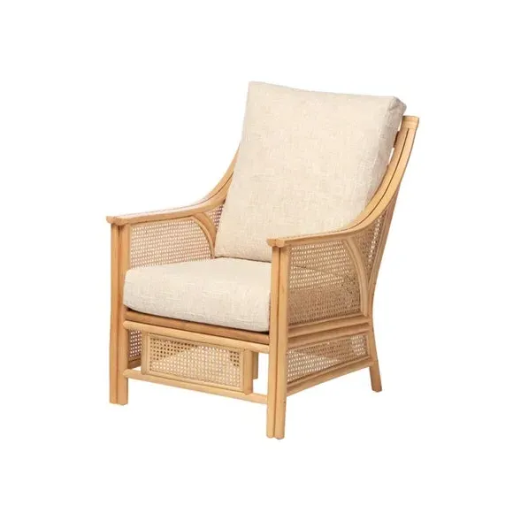 Chester Rattan Armchair - Cream alternate view