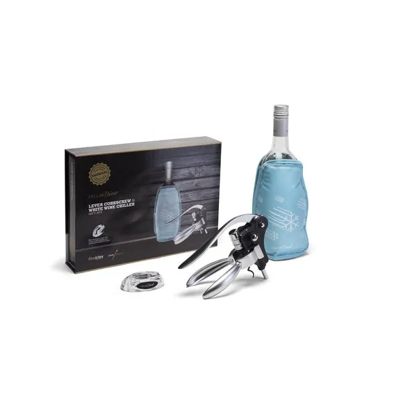 CellarDine Lever Corkscrew & Wine Chiller Gift Set - Blue alternate view