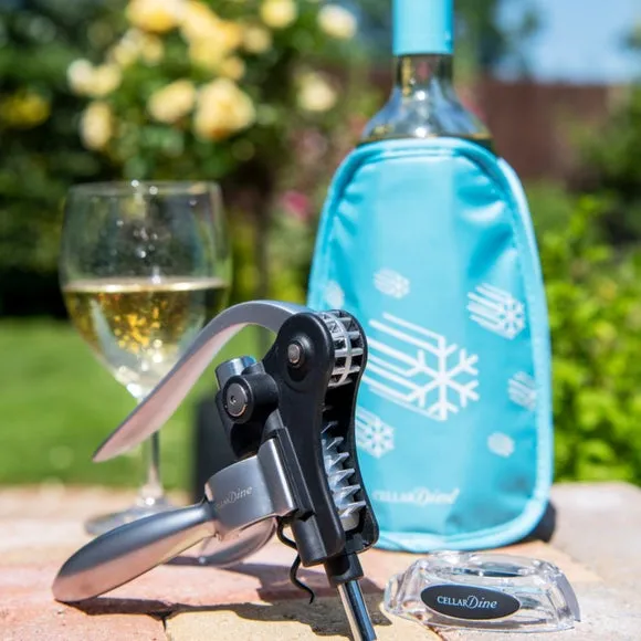 CellarDine Lever Corkscrew & Wine Chiller Gift Set - Blue product