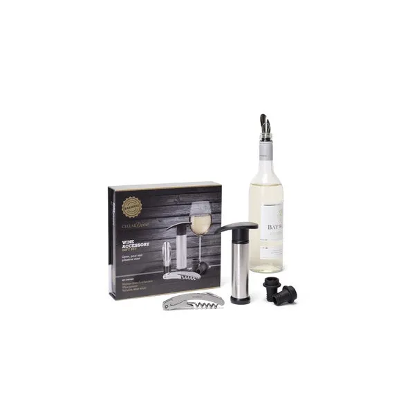 CellarDine Wine Accessory Gift Set - Silver alternate view