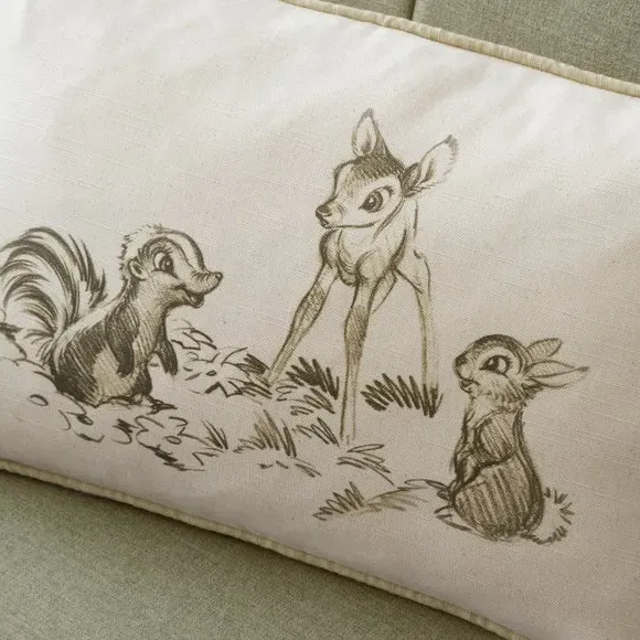 Bambi and Friends Rectangle Cushion - Cream, Cotton alternate view