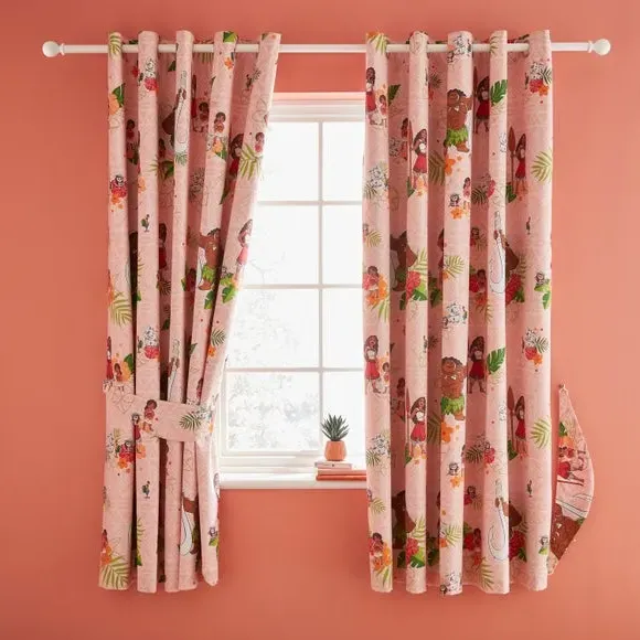 Blackout Eyelet Curtains with Tiebacks - Coral alternate view