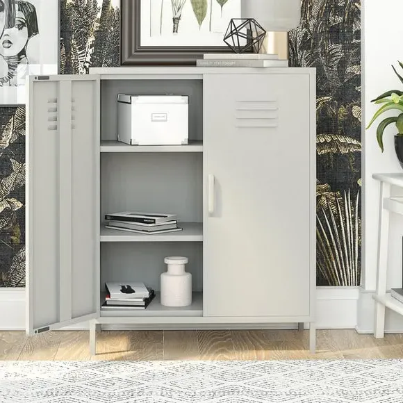 2 Door Storage Cabinet - Taupe, Metal alternate view