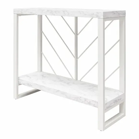 Brielle Console Table with Storage - White, Faux Marble alternate view
