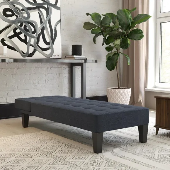 Convertible Chaise Lounge with Sleeper - Blue, Linen alternate view
