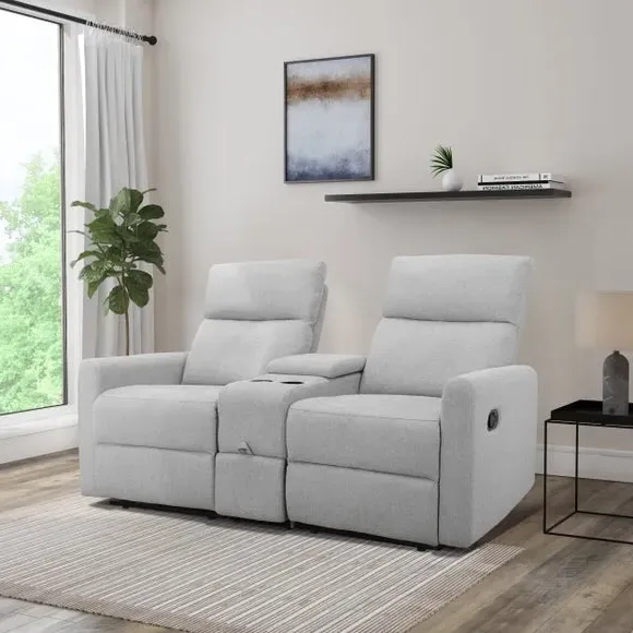 Daoulas 2-Seater Reclining Sofa with Storage - Grey, Chenille product