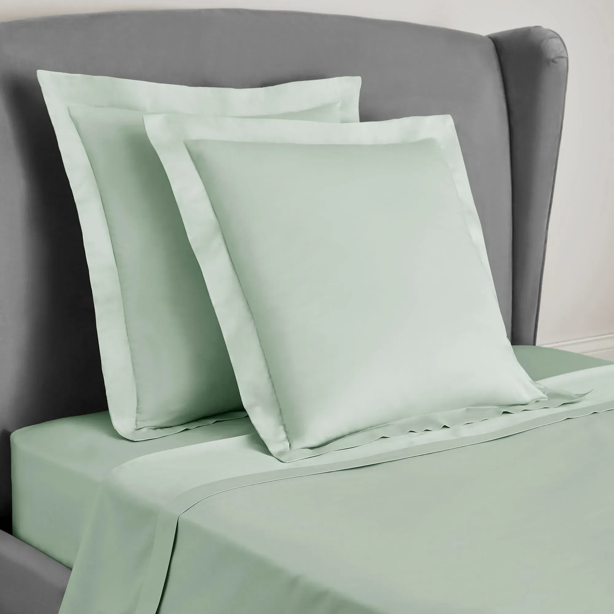 dorma-300-thread-count-100-cotton-sateen-plain-continental-square-pillowcase-green image