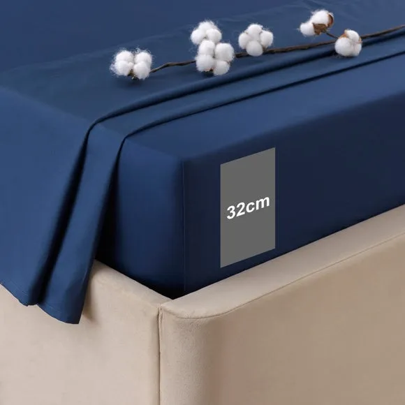 300 Thread Count Fitted Sheet - Navy, Cotton alternate view