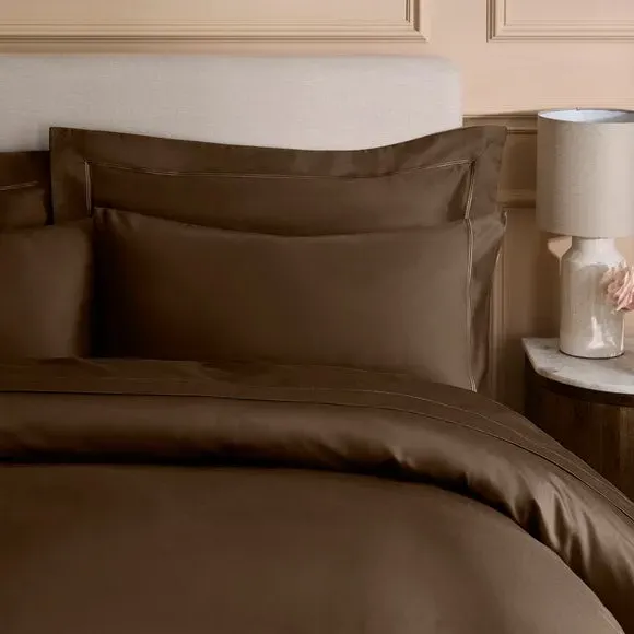800 Thread Count Duvet Cover - Chocolate Brown, Cotton alternate view