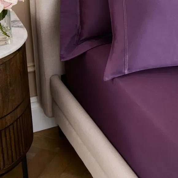 800 Thread Count Sateen Fitted Sheet - Damson Purple, Cotton alternate view
