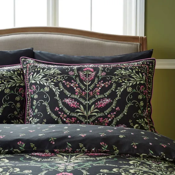 Botanical Panel Duvet Cover Set - Black, Cotton alternate view