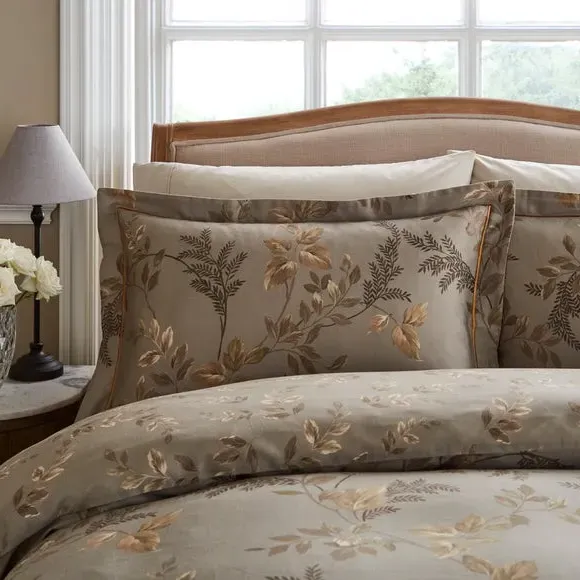 Moonlight Blossom Duvet Cover & Pillowcase Set - Gold, Cotton Sateen alternate view