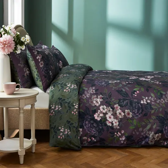 Giverny Duvet Cover Set with Pillowcase - Damson, Cotton alternate view