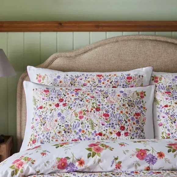 Ditsy Multicoloured Duvet Cover & Pillowcase Set - White, Cotton alternate view