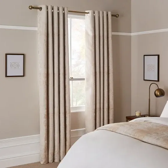 Blackout Eyelet Curtains with Jacquard - Gold alternate view