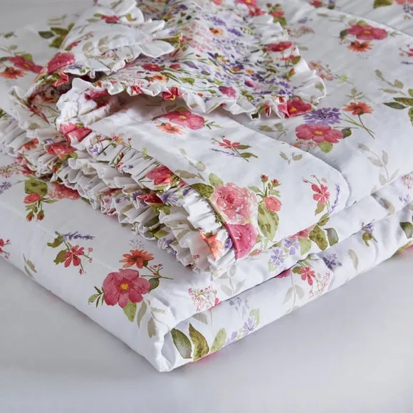 Ditsy Floral Bedspread - White, Cotton Sateen alternate view