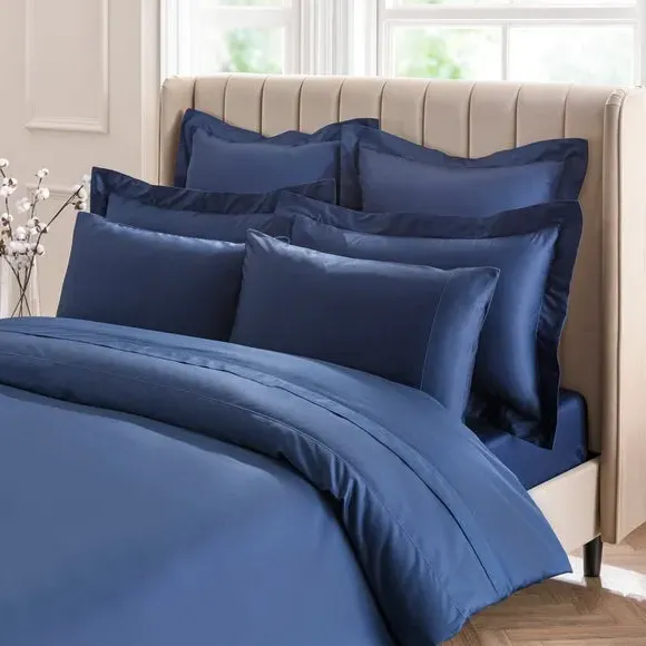 V-Shaped Pillowcase - Navy, Cotton Sateen alternate view