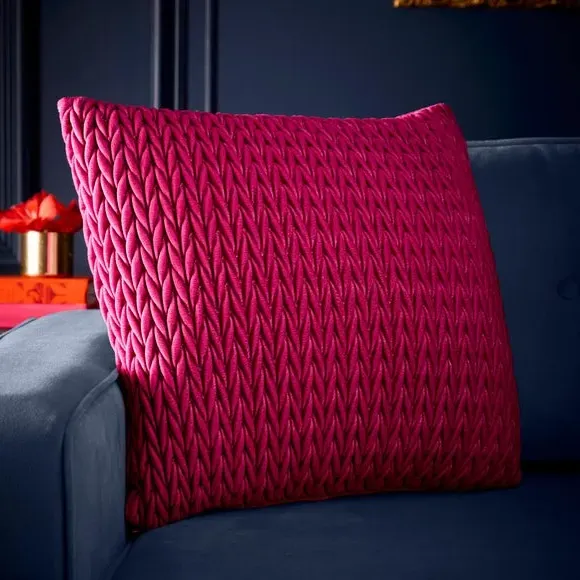 Amory Square Cushion - Fuchsia, Velvet product