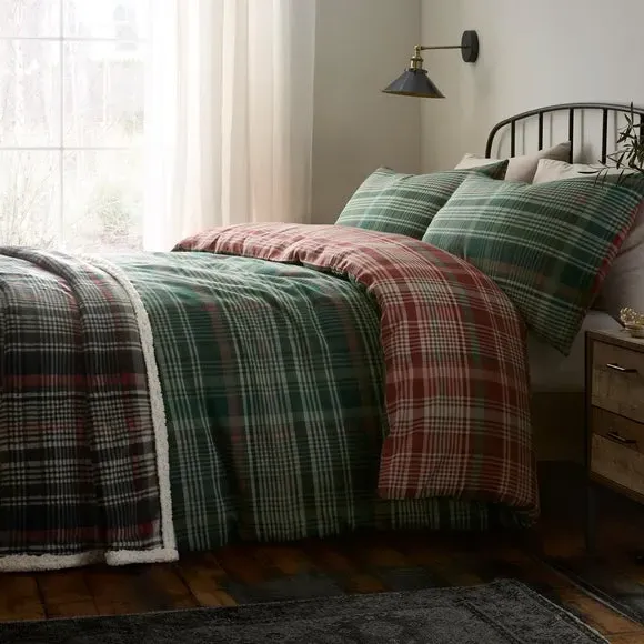 Bennet Check Throw Blanket - Green, Sherpa alternate view