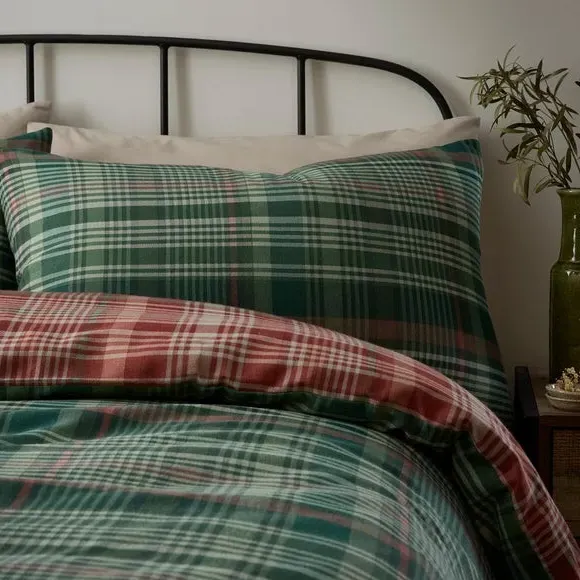 Duvet Cover Set with Pillowcase - Green, Cotton alternate view