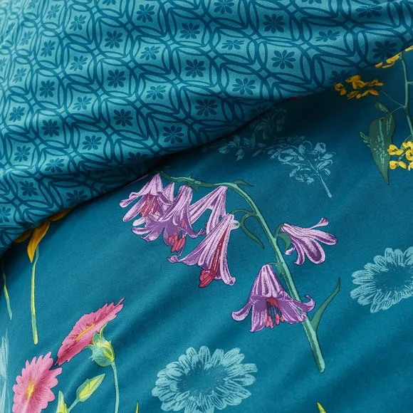 Ingrid Duvet Cover Set with Pillowcase - Green, Polycotton alternate view