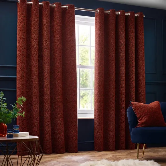 Eyelet Curtains with Room Darkening - Copper by Dunelm, alternate view