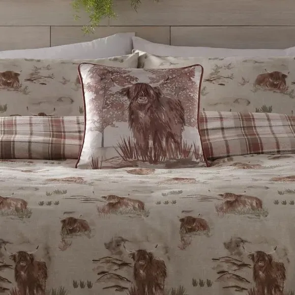 Hanson Highland Cow Square Cushion - Terracotta, Polyester product