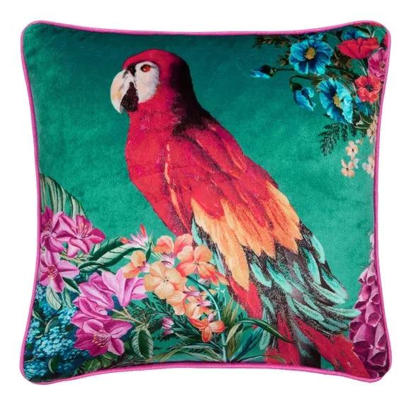 Polly Amorous Square Cushion - Teal, Velvet alternate view