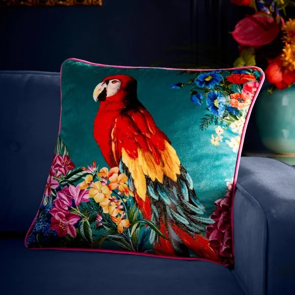 Polly Amorous Square Cushion - Teal, Velvet product