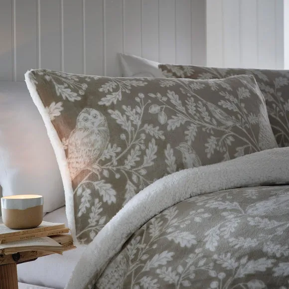 Lodge Woodland Owls Duvet Cover and Pillowcase Set - Sage alternate view