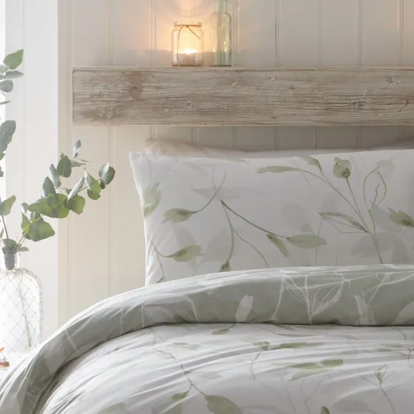 Eliza Duvet Cover Set with Pillowcase - Green, Cotton alternate view