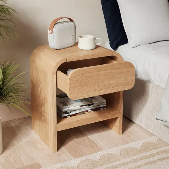 1 Drawer Bedside Table - Light Oak, Wood alternate view