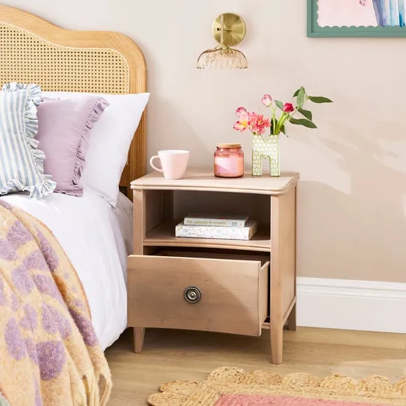 1 Drawer Bedside Table - Natural, Birch Wood alternate view