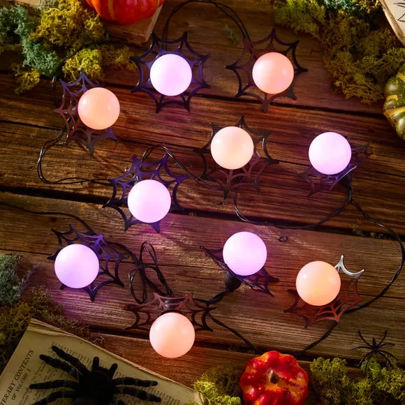 10 LED Festoon Web String Lights - Black product